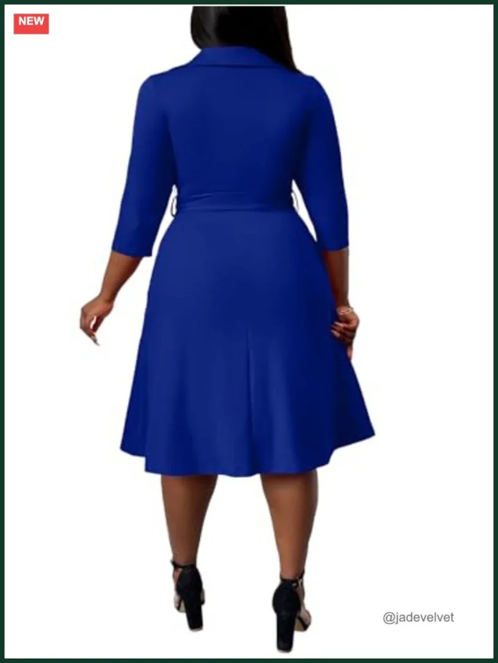 Plus Size Midi Dress with Pockets & Belt Flutter Sleeve Cocktail